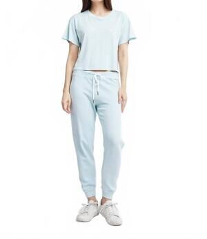 NEW SELF CONTRAST drew crop t-shirt in light blue